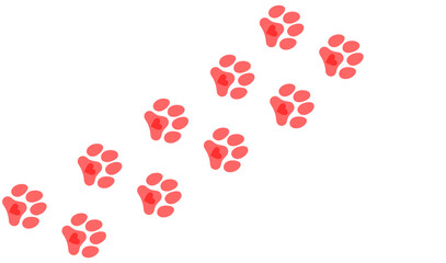 Dog paw print with hearts. love dog symbol heart with cute paw print vector illustration. Valentine's day greeting card with hearts and vector foot trail print of cat. Dog, puppy