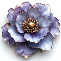 Elegant lavender peony with golden shimmer high resolution photo