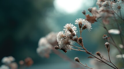 Delicate White Flowers: A Serene Autumnal Botanical Study