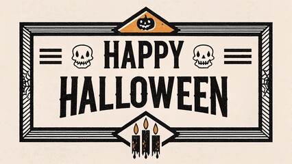 Fototapeta premium Halloween greeting with skulls and candles in vintage style 