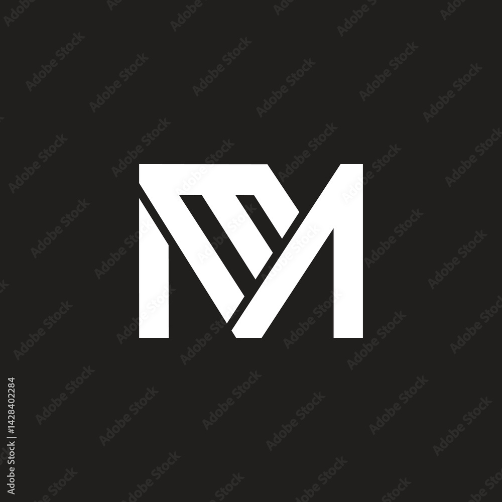 Fototapete lowercase and uppercase mm letter initial vector monogram template.
