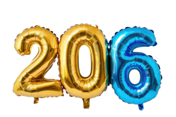 Isolated number 206 balloon design suitable for social media graphics posters and printable birthday materials
