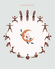 Moon salutation poster, Chandra Namaskar