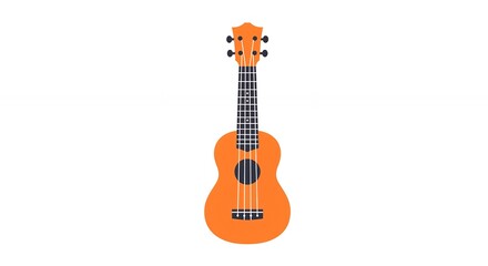 Obraz premium Pomarańczowa ilustracja ukulele płaska konstrukcja