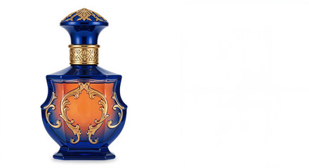 Fototapeta premium blue-orange perfume bottle on a white background