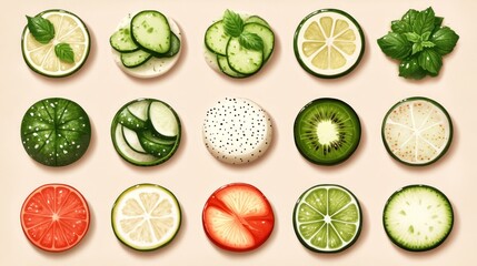 Citrusy Circle Medley A vibrant mix of fruits  veggies sliced into perfect rounds