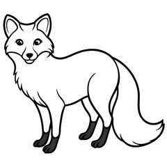 Arctic Fox line art vector illustration and white background