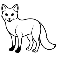 Arctic Fox line art vector illustration and white background