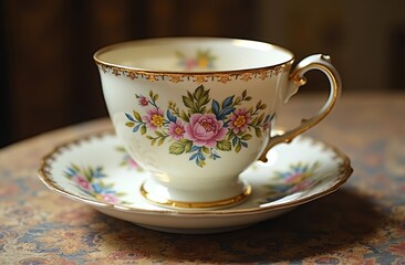 ornate cup of tea on the table