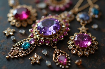 set of earrings with gems