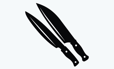 kitchen knife silhouette, Knife isolated on white background, Knife silhouette, Realistic kitchen knife vector icon 