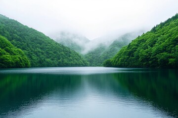 Misty mountain lake landscape (9)