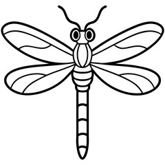 Simple Ocean Dragonfly Line Drawing
