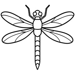 Simple Ocean Dragonfly Line Drawing