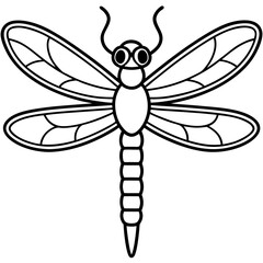 Simple Ocean Dragonfly Line Drawing