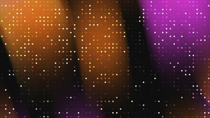 Pixelated Swirl: Abstract Orange, Purple, and White Dotted Pattern.