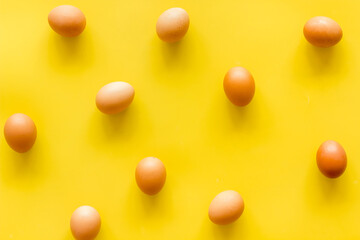 Chicken eggs pattern. Food or Easter background