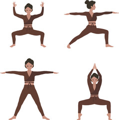 Set of yoga poses vector clipart