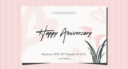 Card online happy anniversary celebration couple offer email, letter, newsletter, digital marketing.