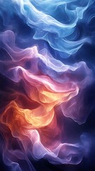 Obraz premium Ethereal Swirl Phone Wallpaper Blue Pink Orange Wisps Dreamy Fluid Abstract Vertical Mobile Wallpaper