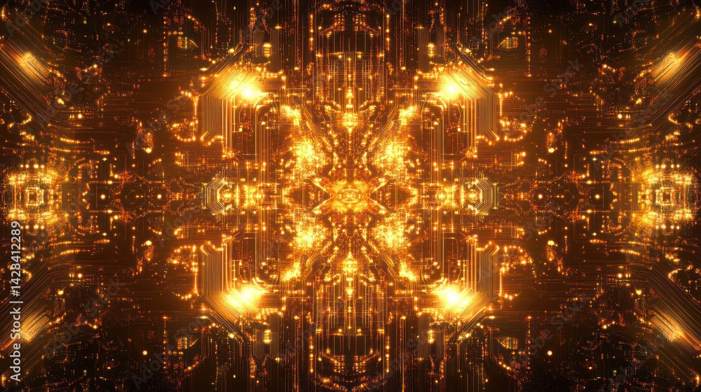 Aufkleber luminous circuitry: symmetrical abstraction of digital interconnection