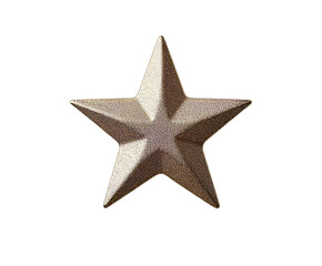 Obraz premium A golden five-point star decoration is prominently displayed against a plain background. The surface features a textured finish, creating an elegant element for contemporary home decor
