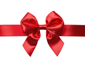 Fototapeta premium Elegant Red Satin Bow with Ribbon on a Transparent Background for Gift Decoration