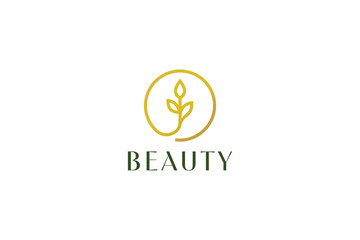 Obraz premium Elegant and Minimalist Gold Flower Leaf Logo for Nature Beauty Brand