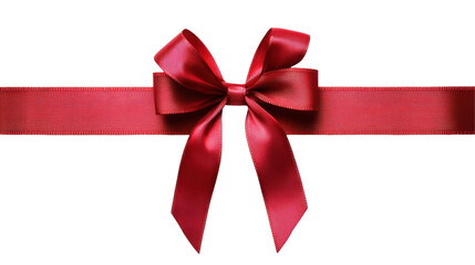 Fototapeta premium Elegant Red Satin Ribbon Bow with Decorative Texture on a Transparent Background