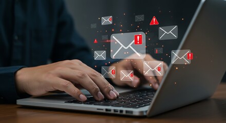 Handling high volumes of emails with flagged notifications on a laptop