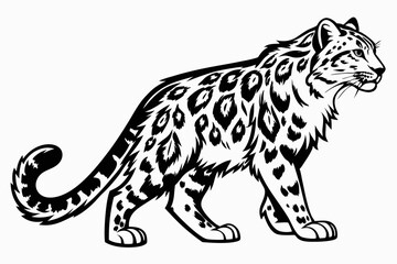 snow leopard sihouette black vector