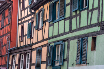 Medieval half-timbered colourful buildings in Strasbourg
