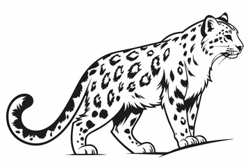 snow leopard sihouette black vector
