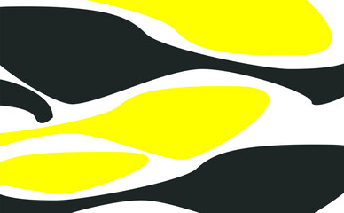 Dynamic black and yellow abstract shape with contrast flow