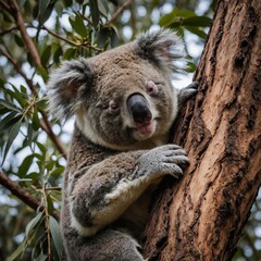 Naklejka premium Koala Sleeping in the Fork of a Tree