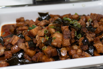 Delicious Braised Pork Belly with Seaweed, Green Onions, and Fresh Cilantro