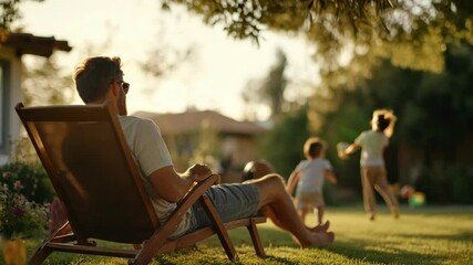 Enjoying relaxing family moments in a sunlit garden that radiates warmth and serenity