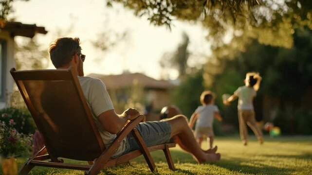 Enjoying relaxing family moments in a sunlit garden that radiates warmth and serenity