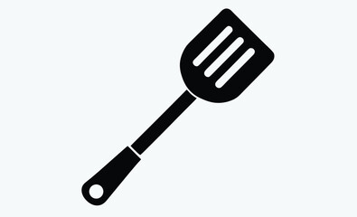 Spatula silhouette, spatula silhouette vector illustration, flat spatula illustration, vector cooking utensil  