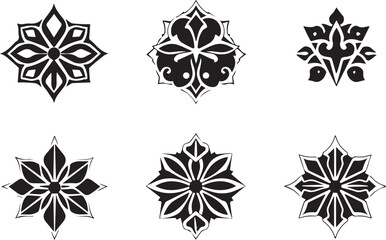 A set of elements, symbols, ornaments, mandalas. Hand drawn vector illustration	