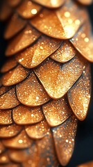 Shimmering golden reptile scales close-up high resolution photo