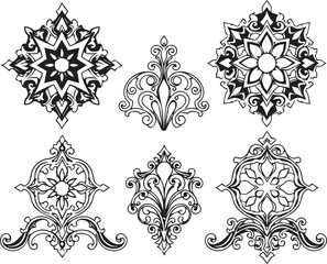 A set of elements, symbols, ornaments, mandalas. Hand drawn vector illustration	