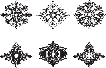 A set of elements, symbols, ornaments, mandalas. Hand drawn vector illustration	