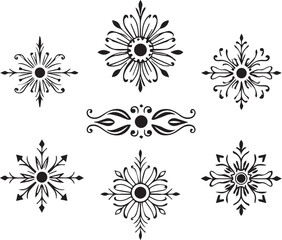A set of elements, symbols, ornaments, mandalas. Hand drawn vector illustration	