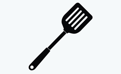 Spatula silhouette, spatula silhouette vector illustration, flat spatula illustration, vector cooking utensil  