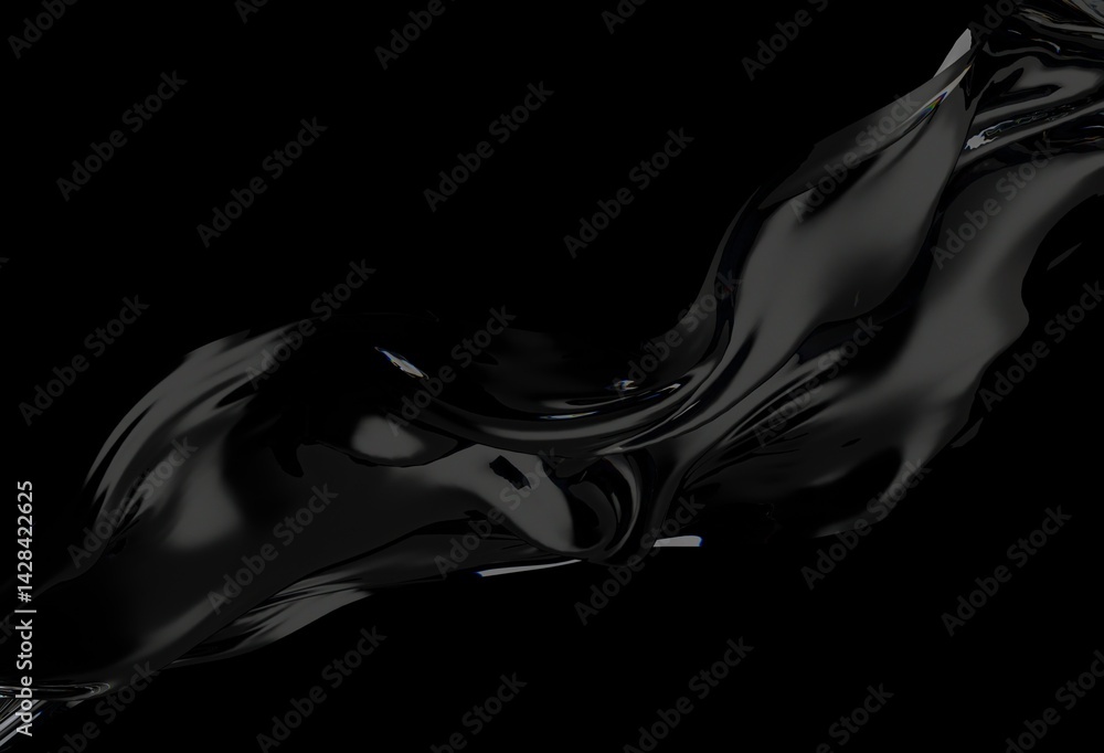 Aufkleber 3d illustration shows a translucent liquid-like surface with glossy waves, reflecting light in an ab