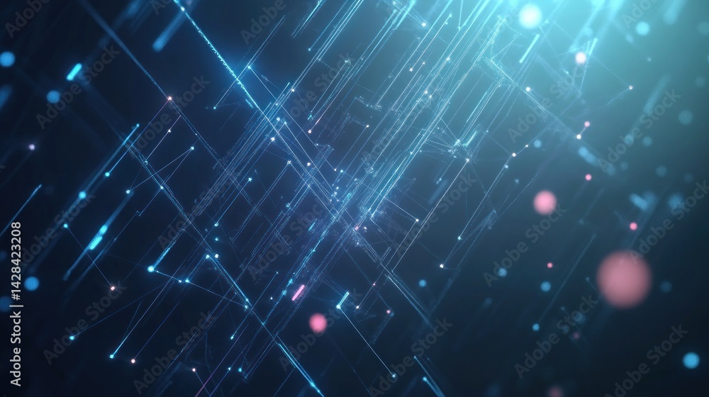 Aufkleber abstract network connections: digital lines and glowing nodes