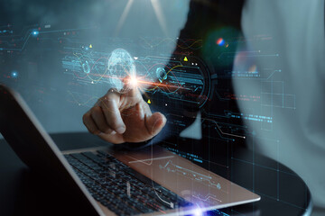 lock mark cybersecurity internet, protect attacks from a hacker. concept of password privacy on an online system, secure data from crime, virus cyber. cyber security technology digital information.