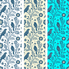 Toile De Jouy Vintage Floral Seamless Pattern Elegant Vector Graphics