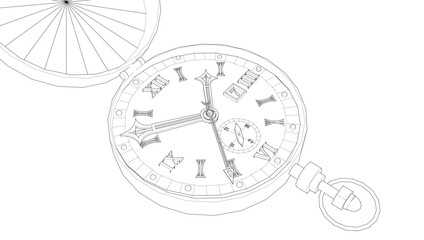 pocket watch in vintage style 3d illustration